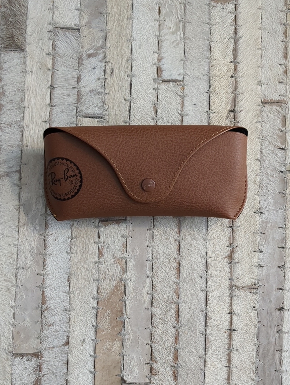 Ray-Ban Sunglasses Authentic Case - Brown Leather, Snap Closure (Case Only)